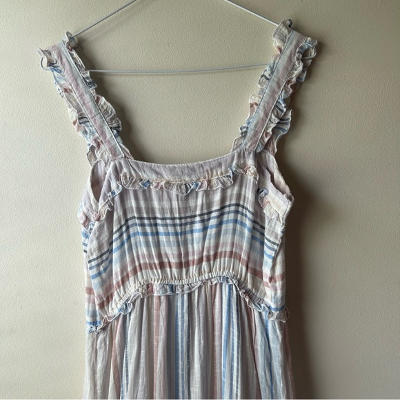 5 FOR $25 | Violet Skies 100% Cotton Stripe Tiered Ruffle Strap Midi Dress S - Picture 8 of 11